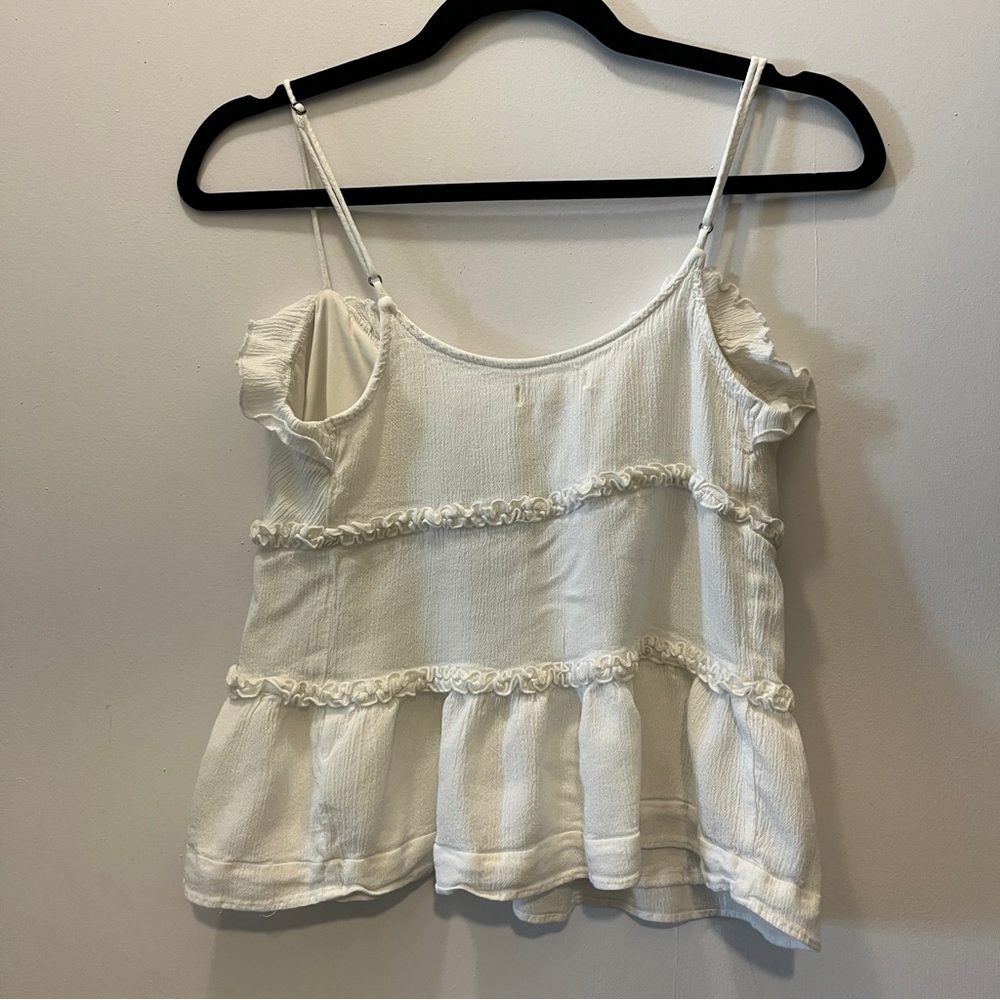 White Ruffle Tie-Front Tank Top - Picture 3 of 3